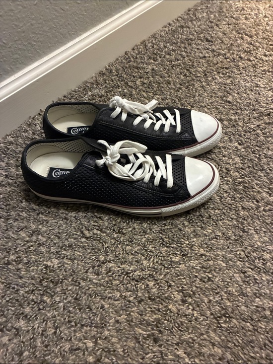 Converse Other - Converse Low-Top Black Canvas Sneakers with White Toe Cap